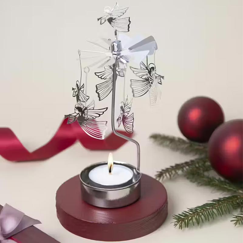 Angel Chime 'Flying Angel' Silver Tealight Holder