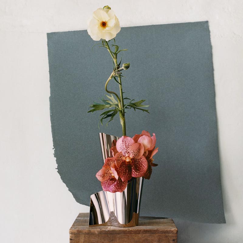Fold Small Vase in Mirror Polished Stainless Steel - Georg Jensen