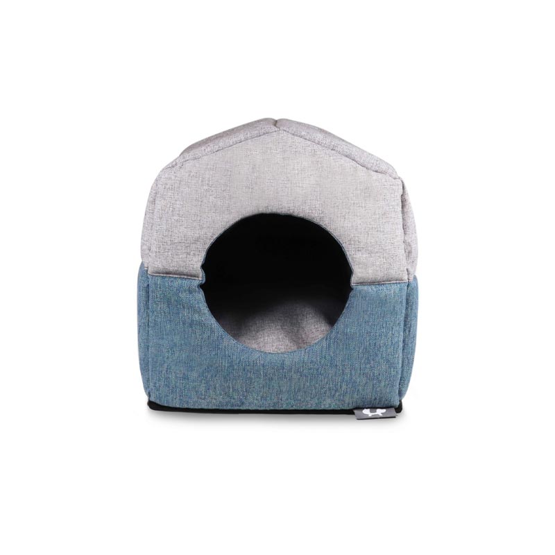 "Chalet" Foldaway Dog and Cat House / Bed - Aquamarine / Grey - by United Pets Sand