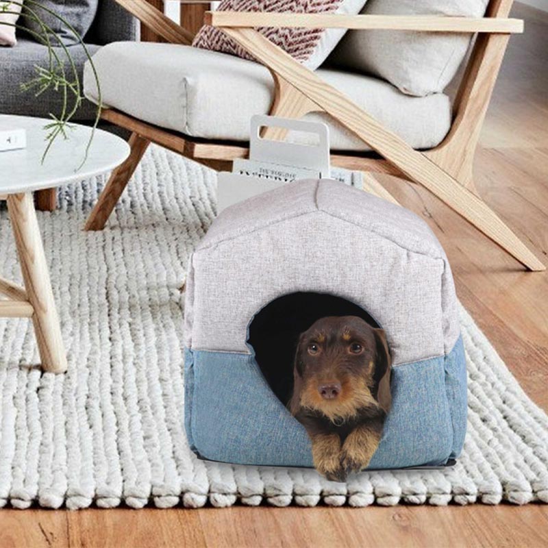 "Chalet" Foldaway Dog and Cat House / Bed - Aquamarine / Grey - by United Pets Sand