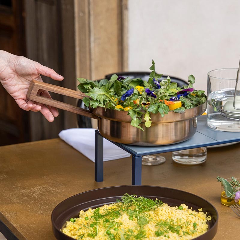 Foodwear Bronze 30cm Low Casserole Pan with Bronze Glass Lid and Canaletto Walnut Handle - des. Rodolfo Dordoni for KnIndustrie