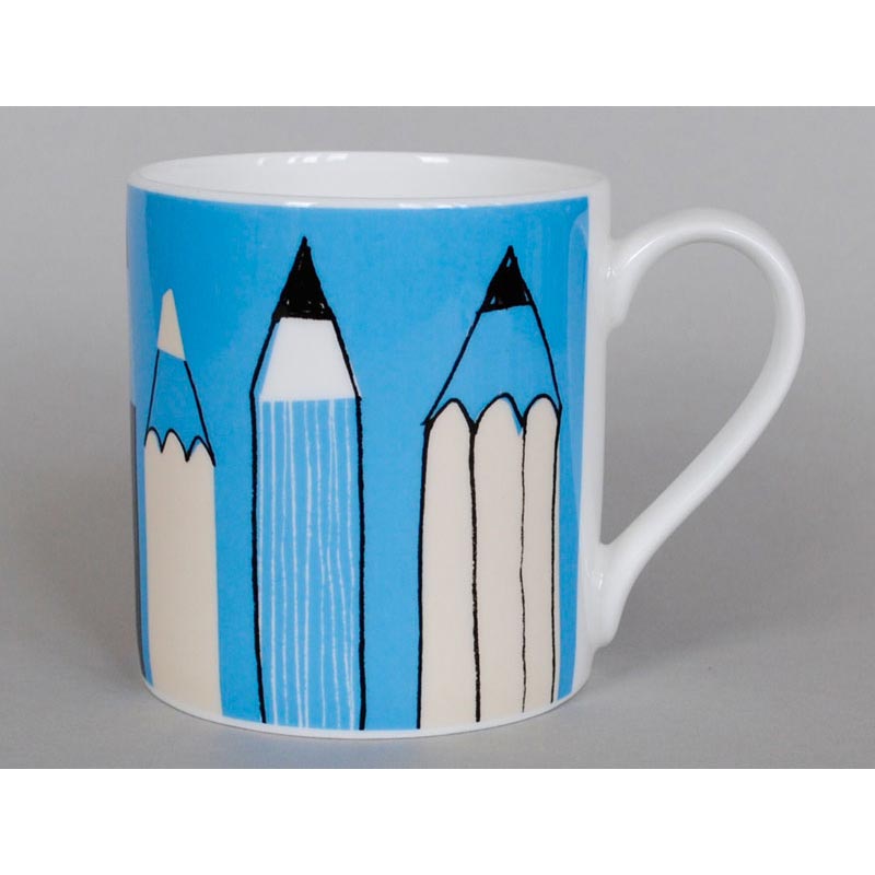 Gallery Mug - Pencils Turquoise - Bone China decorated in Stoke-on-Trent by Repeat Repeat