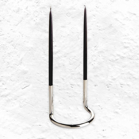 Gemini candleholder - polished stainless steel - des. Peter Karpf, 1965