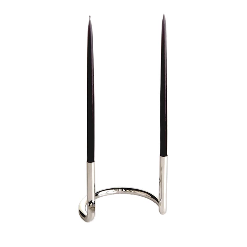 Gemini candleholder - polished stainless steel - des. Peter Karpf, 1965