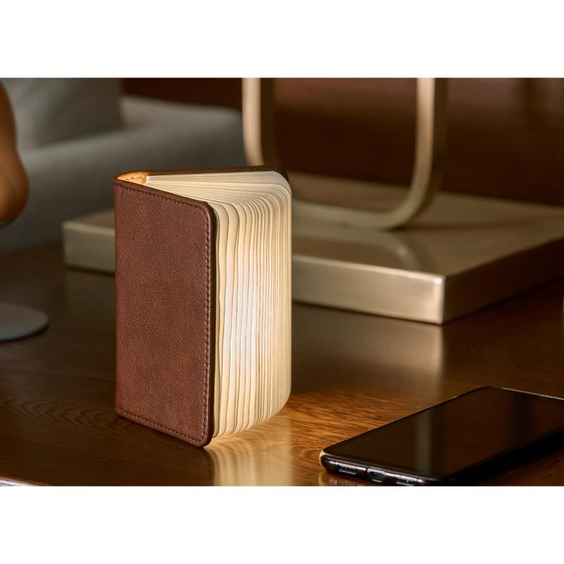 Smart Book Light Mini - Sun Recycled Brown Leather - des. Paul and Natalie Sun