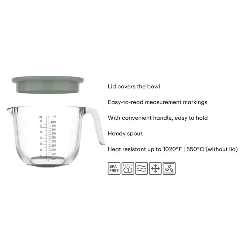 Measuring Jug 'Chef It' - 1000ml Glass with Lid - Nordic Sage - by Mepal