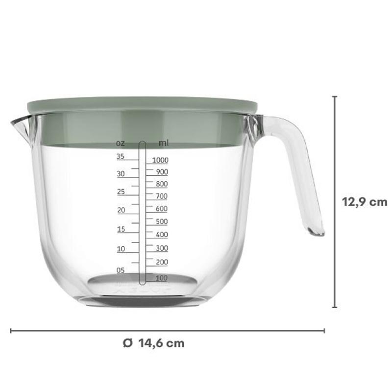 Measuring Jug 'Chef It' - 1000ml Glass with Lid - Nordic Sage - by Mepal