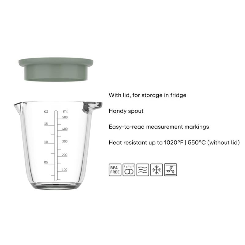 Measuring Jug 'Chef It' - 500ml Glass with Lid - Nordic Sage - by Mepal