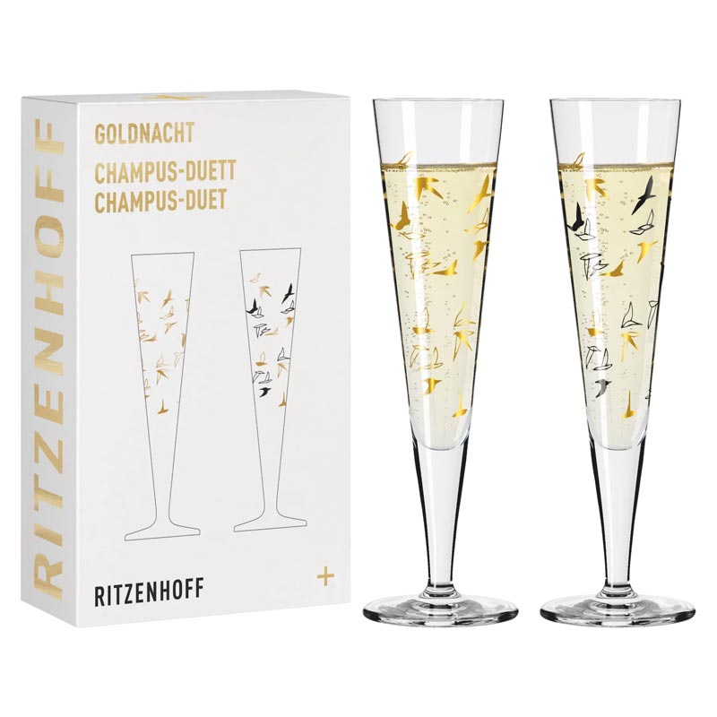 Goldnacht Champus - Champagne Glass Set H23 - des. Rohni Bohnenberg for Ritzenhoff (6261001)