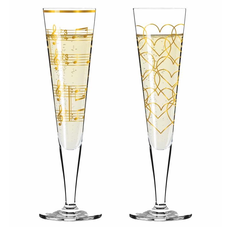 Goldnacht Champagne 'Duett' Glass Set H23 - des. Nathalie Jean and Rurik Mahlberg for Ritzenhoff