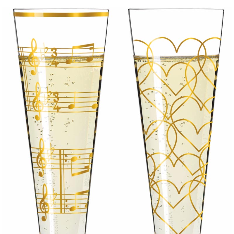 Goldnacht Champagne 'Duett' Glass Set H23 - des. Nathalie Jean and Rurik Mahlberg for Ritzenhoff