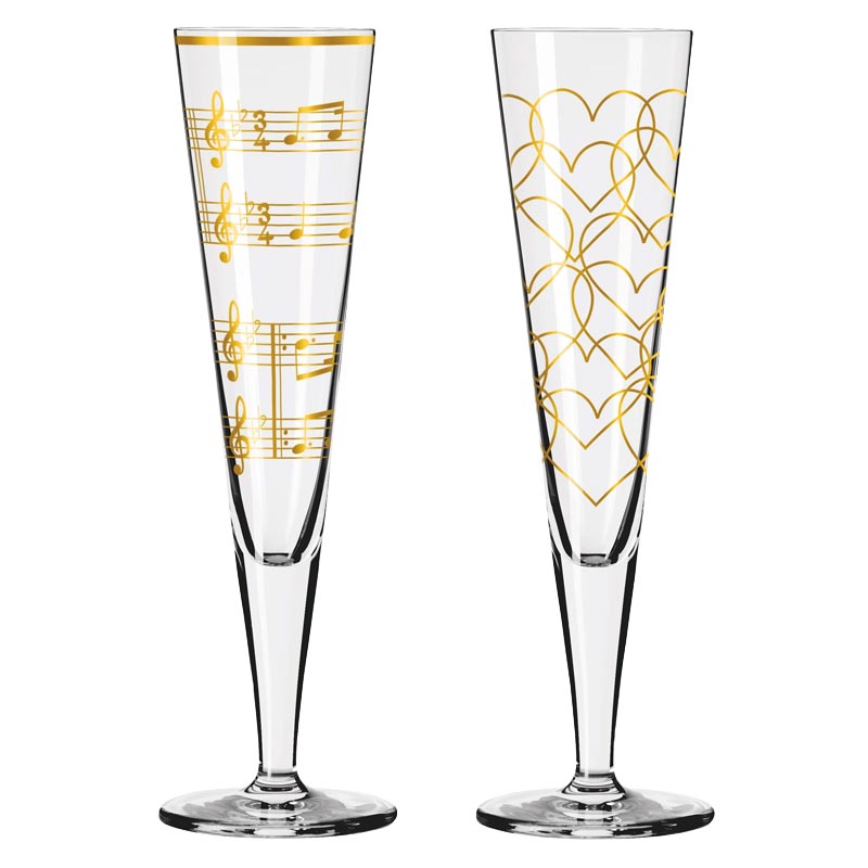 Goldnacht Champagne 'Duett' Glass Set H23 - des. Nathalie Jean and Rurik Mahlberg for Ritzenhoff