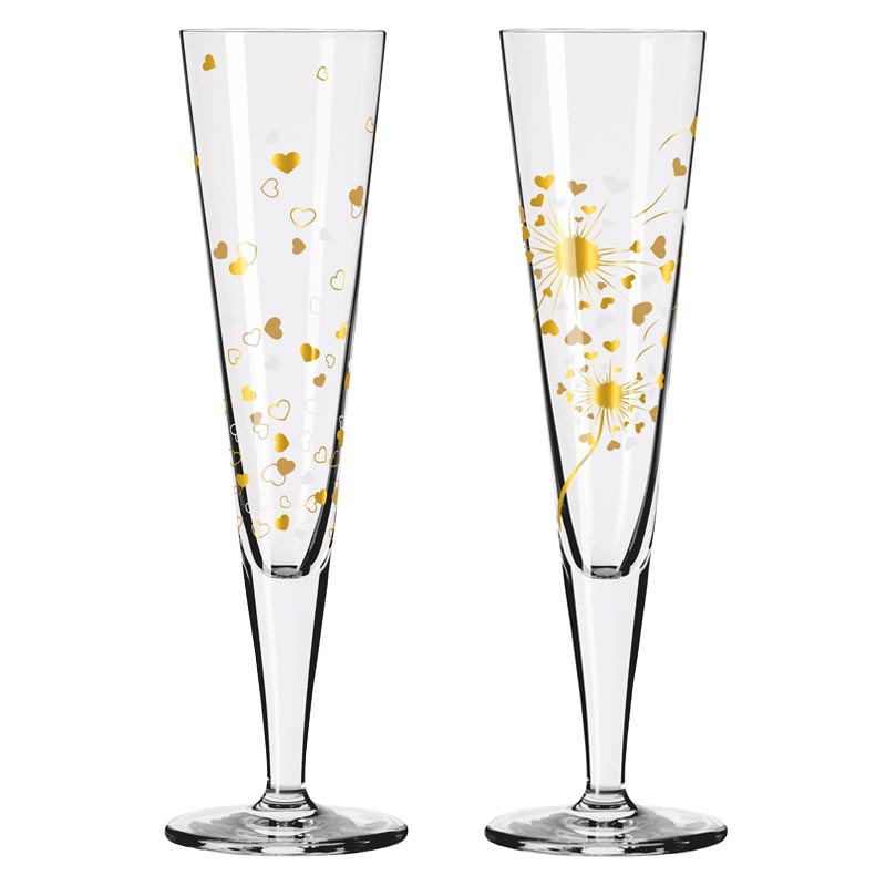 Goldnacht Champagne Glass 'Duett' Set F24 - des. Ana Vasconcelos for Ritzenhoff