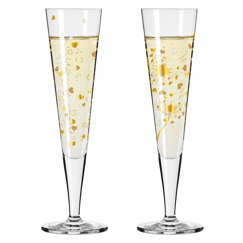 Goldnacht Champagne Glass 'Duett' Set F24 - des. Ana Vasconcelos for Ritzenhoff
