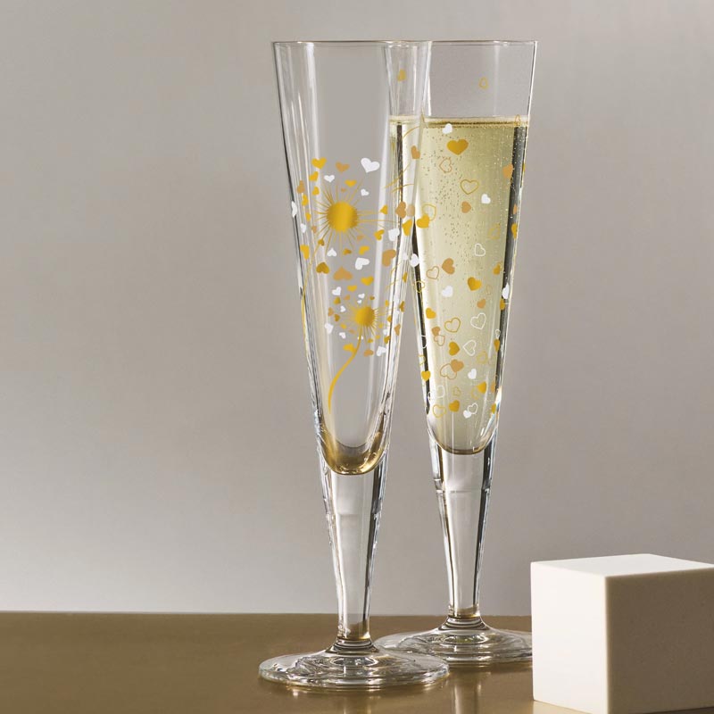 Goldnacht Champagne Glass 'Duett' Set F24 - des. Ana Vasconcelos for Ritzenhoff