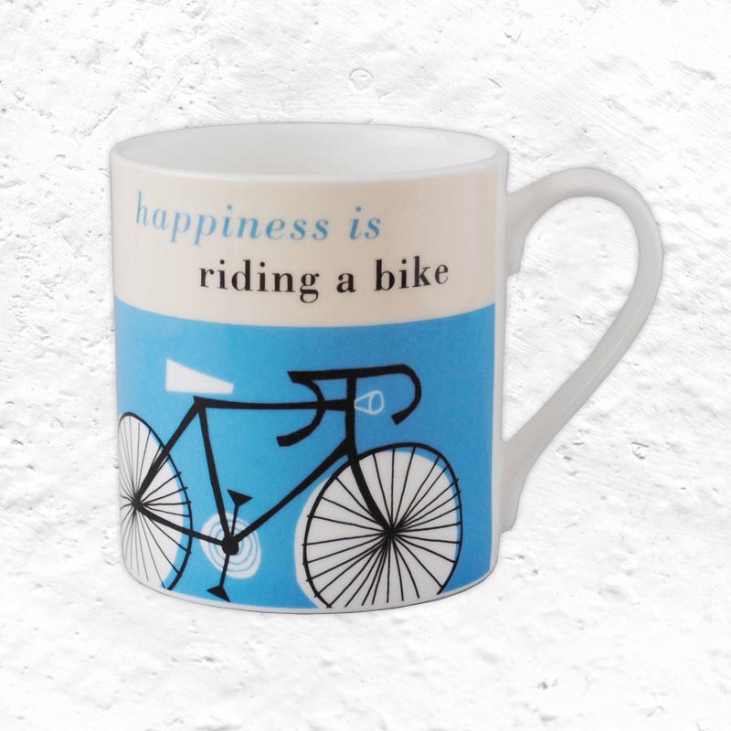 Happiness mug - Bicycle, turquoise - by Repeat Repeat