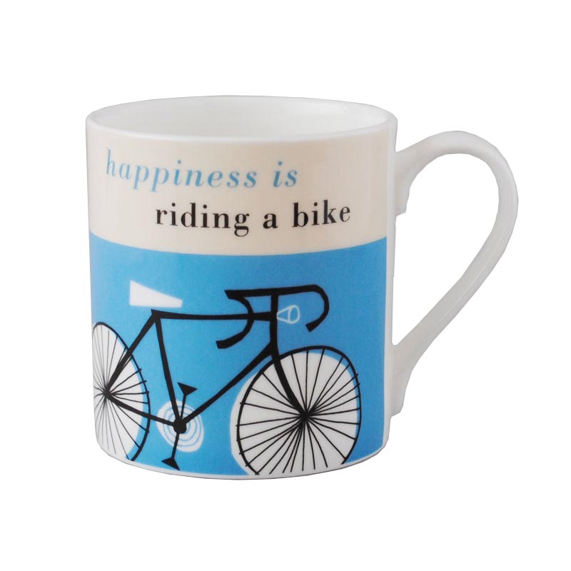 Happiness mug - Bicycle, turquoise - by Repeat Repeat