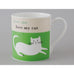 Happiness Mug - White Cat Green - Bone China decorated in Stoke-on-Trent by Repeat Repeat
