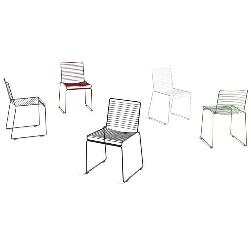 Hee Dining Chair - sled base, standard glider, fall green powder coated steel - des. Hee Welling for HAY
