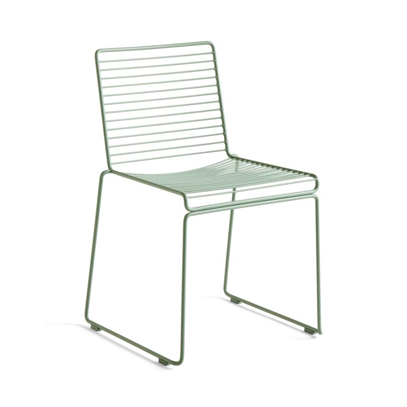 Hee Dining Chair - sled base, standard glider, fall green powder coated steel - des. Hee Welling for HAY