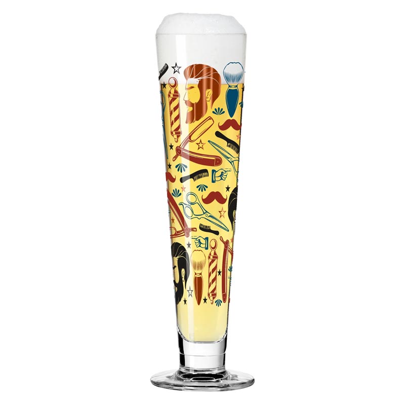Heldenfest Beer Glass with Barber Illustration, des. Rebecca Buss for Ritzenhoff