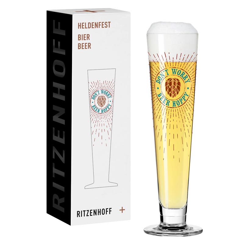 Heldenfest Beer Glass 'Don't Worry Beer Hoppy', des. Rebecca Buss for Ritzenhoff
