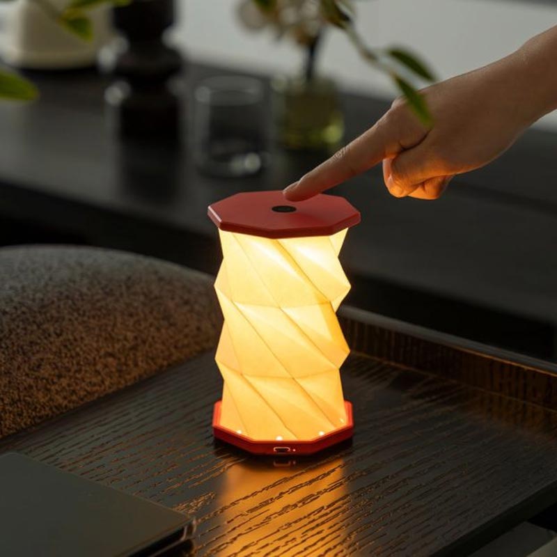Mini Hexagon Twist Lamp - Coral Red - by Gingko