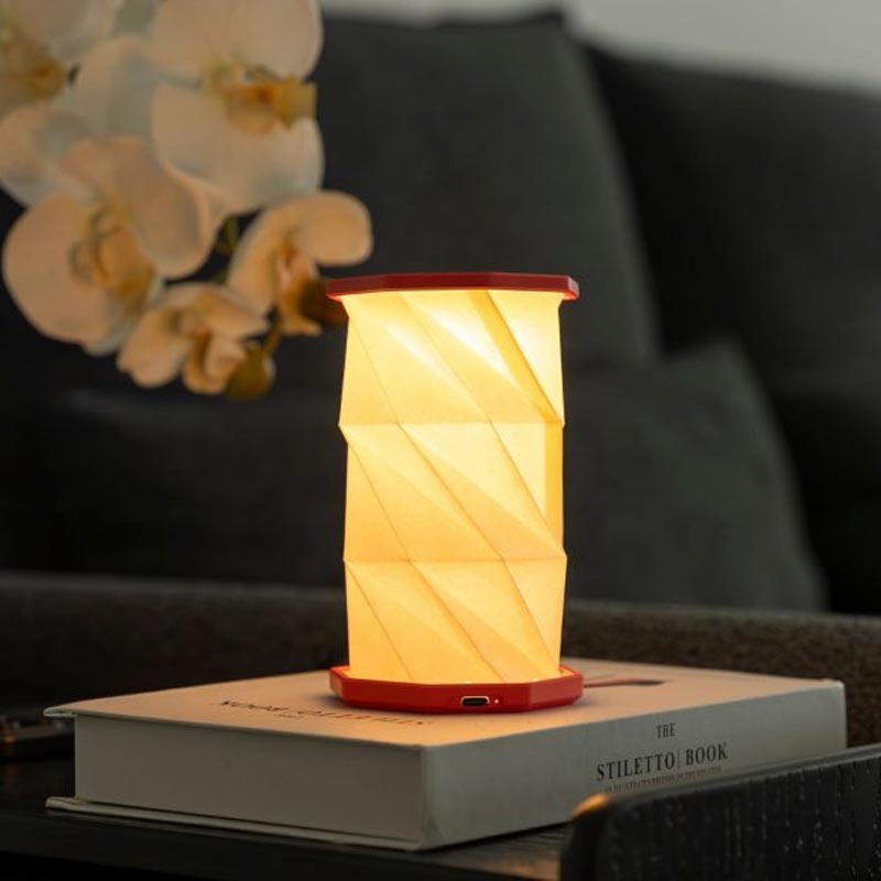 Mini Hexagon Twist Lamp - Coral Red - by Gingko