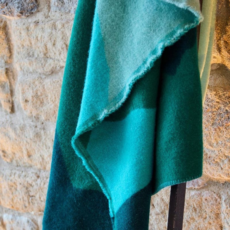 Pure New Wool Throw - Hills Jacquard Green - by Tweedmill