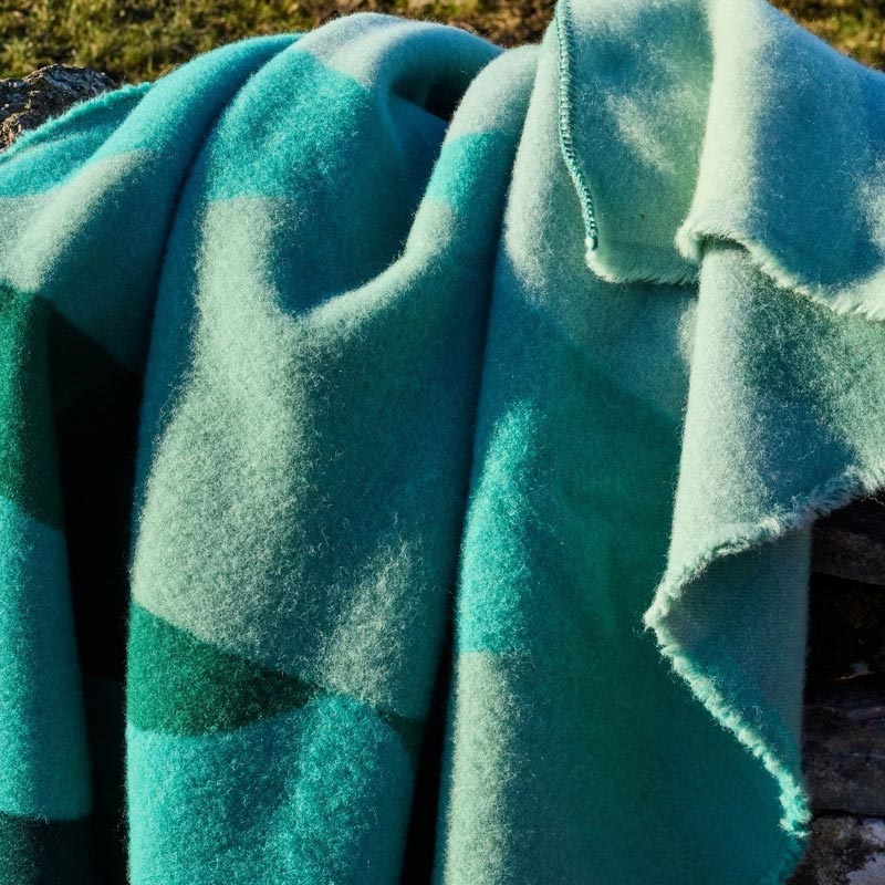 Pure New Wool Throw - Hills Jacquard Green - by Tweedmill
