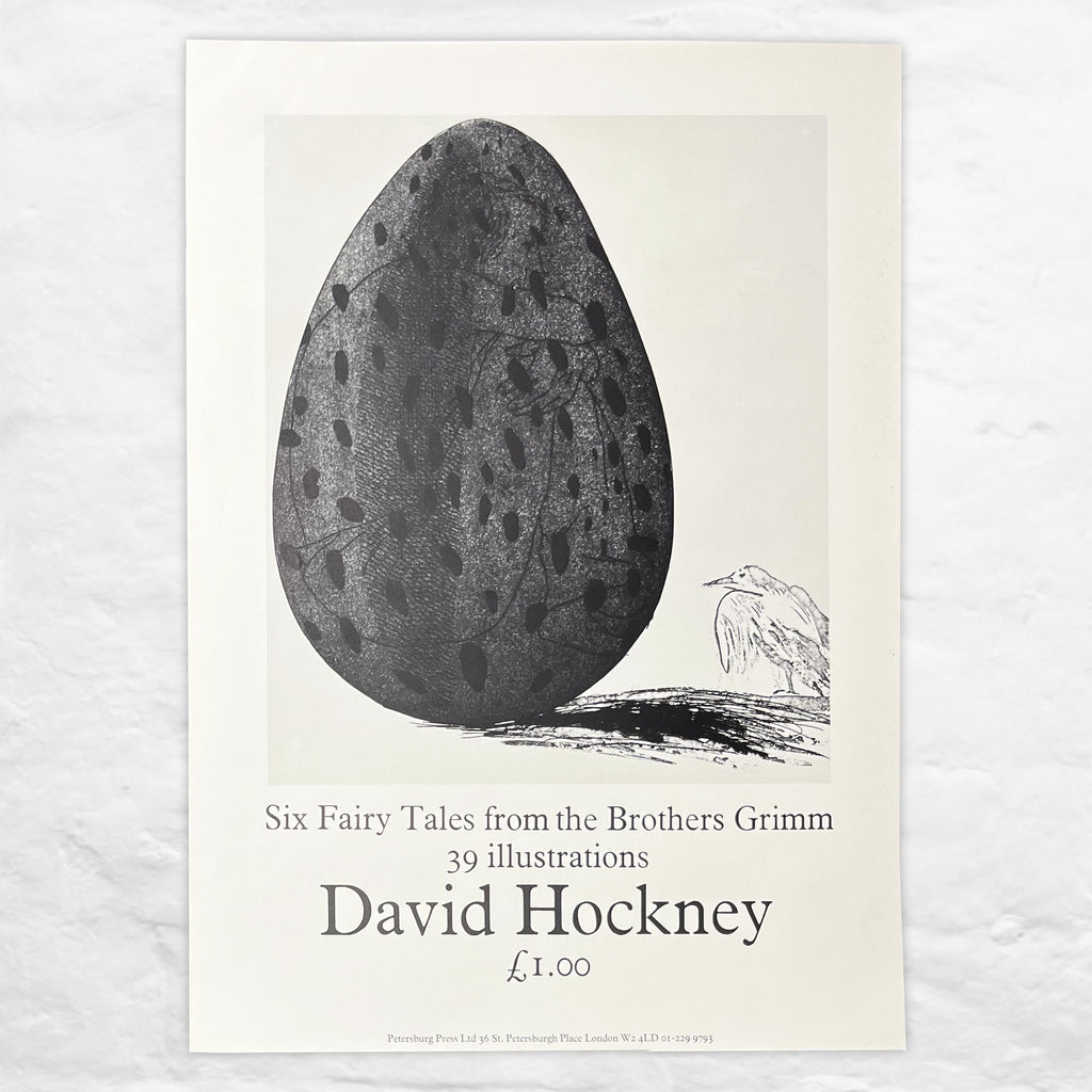 Grimms Fairy Tales Poster  (small) 1970, featuring The Boy Hidden in an Egg by David Hockney - on thinner paper stock