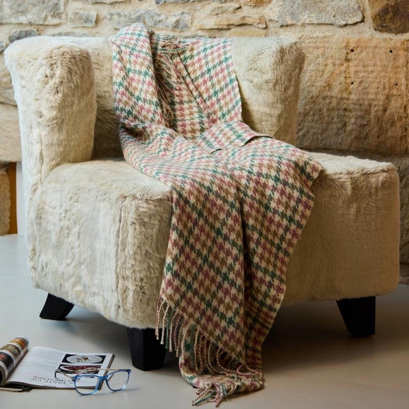Pure New Wool Throw - Houndstooth Coastland - by Tweedmill