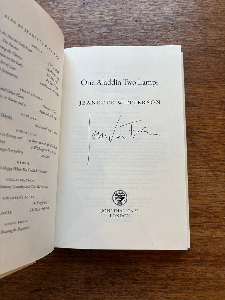 One Aladdin Two Lamps, by Jeanette Winterson (Signed Hardback)