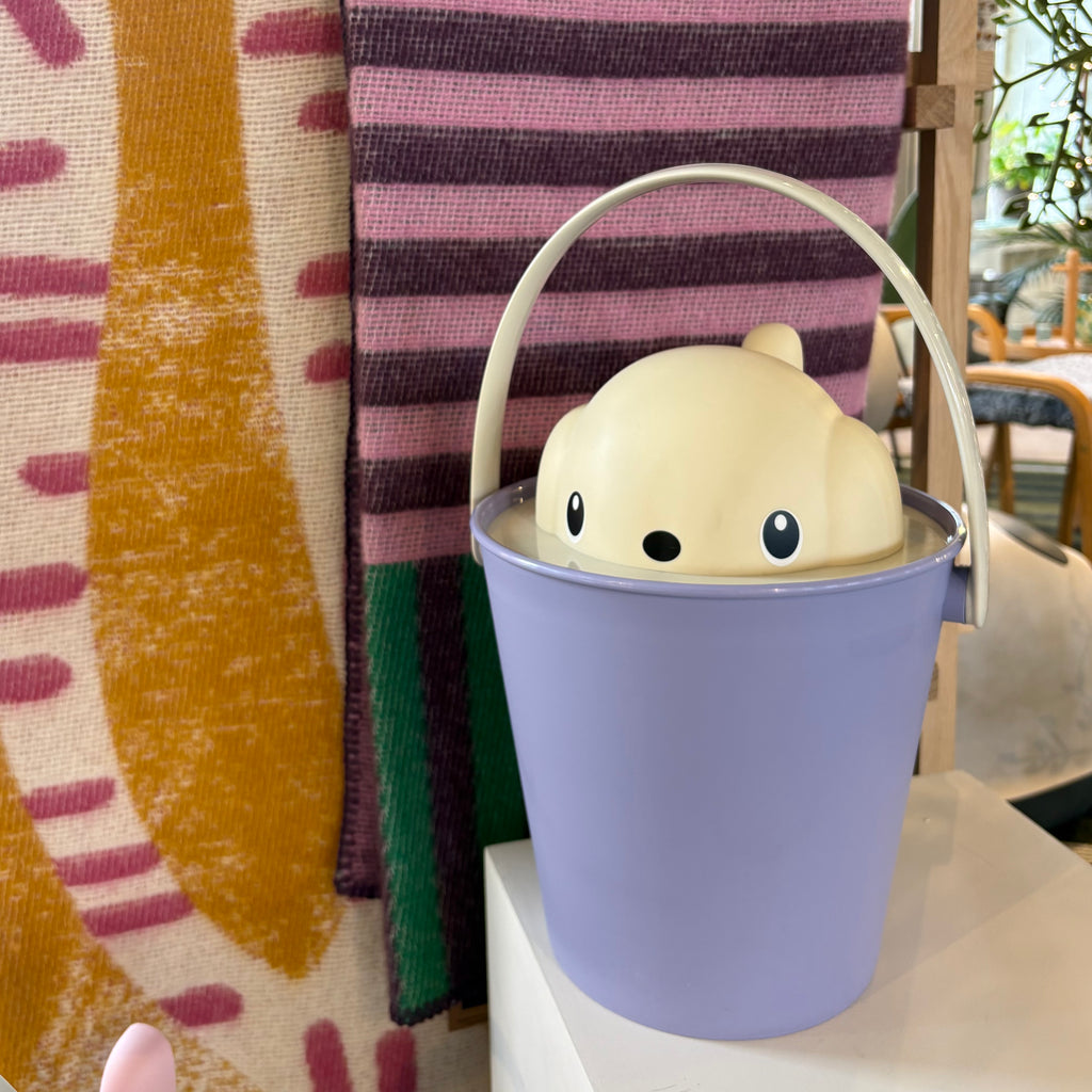 "Crock" Dog Dry Food Container with Scoop - Ivory / Lilac