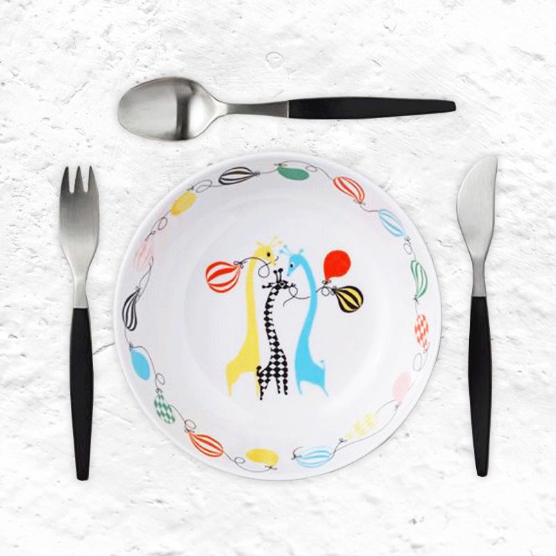 Focus de Luxe Junior Set - cutlery and plate - des. Folke Arstrom, 1955 (made by Gense)