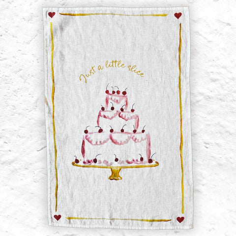 Just a Little Slice 100% Linen Tea Towel, by Dinette