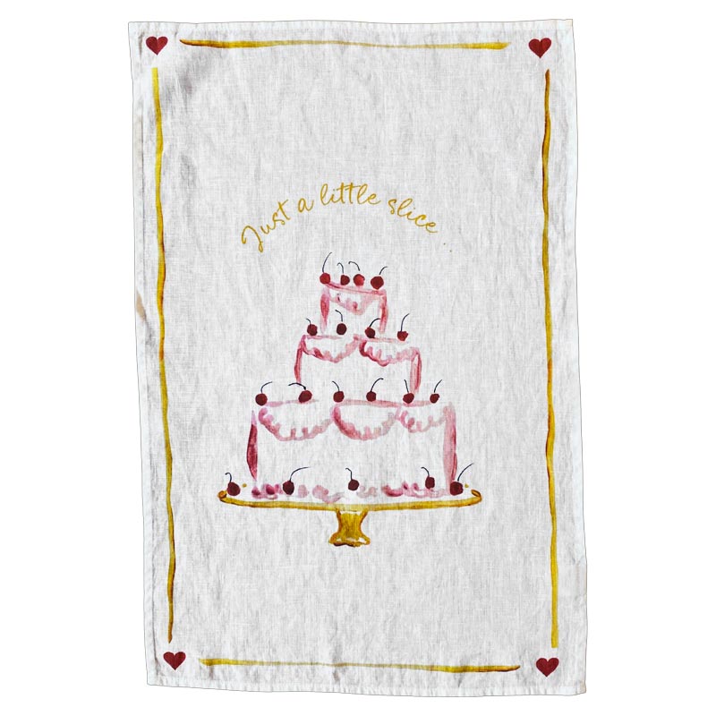 Just a Little Slice 100% Linen Tea Towel, by Dinette