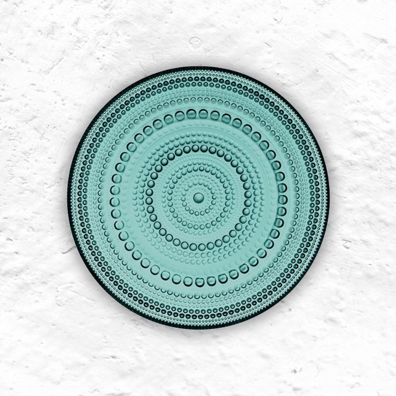 Kastehelmi plate - 170mmm, sea blue - des. Oiva Toikka 1964, made by Iittala