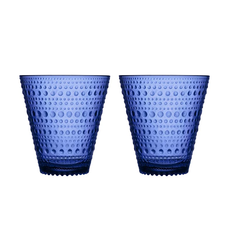 Set of 2 Kastehelmi tumblers - 30cl, ultramarine - des. Oiva Toikka, 1964, made by Iittala
