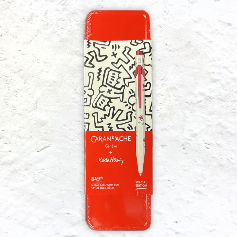 Keith Haring metal ballpoint pen (white) by Caran d’Ache - special edition