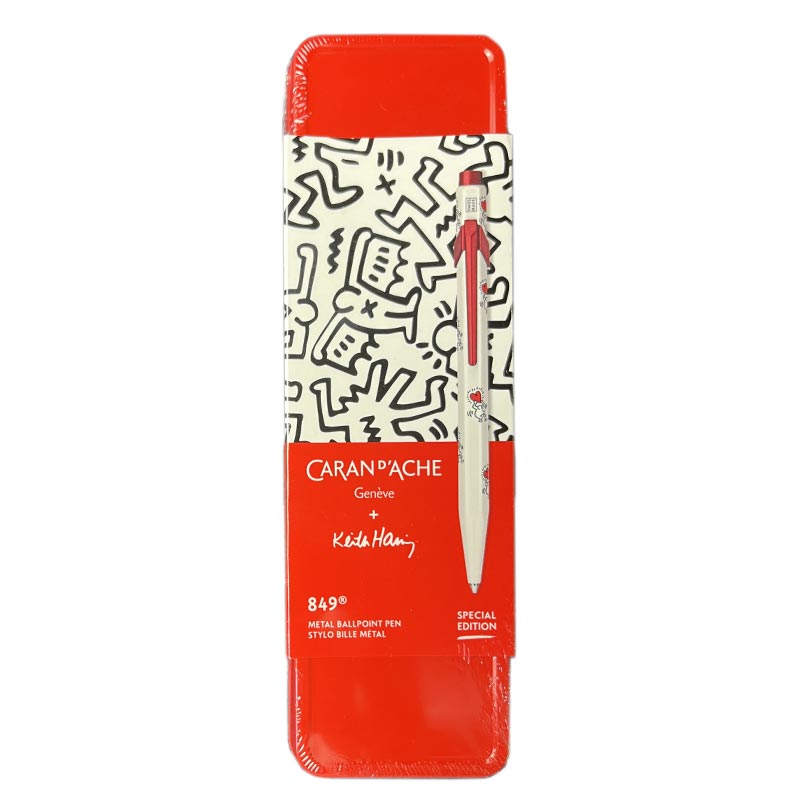 Keith Haring metal ballpoint pen (white) by Caran d’Ache - special edition
