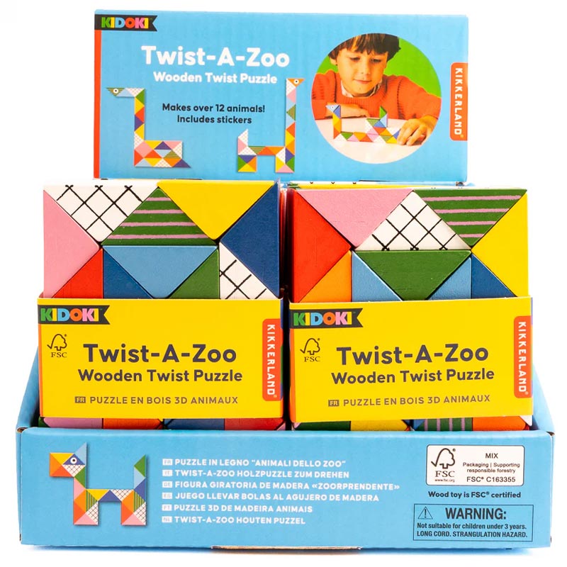 Kidoki Twist-a-zoo Wooden Puzzle by Kikkerland