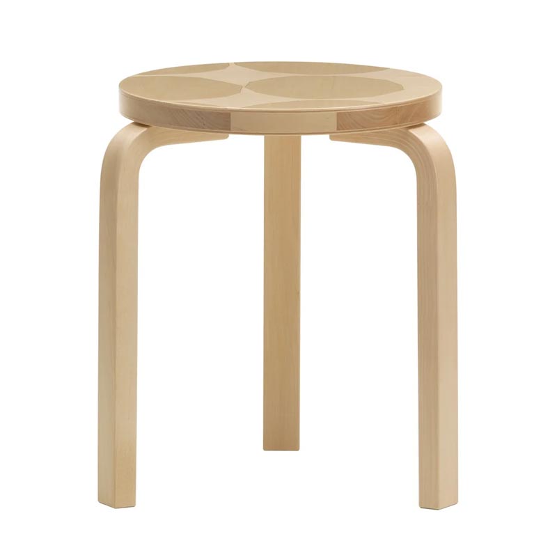 Stool 60 - Kivet - des. Alvar Aalto 1933, Pattern des. Maija Isola 1956, made by Artek + Marimekko