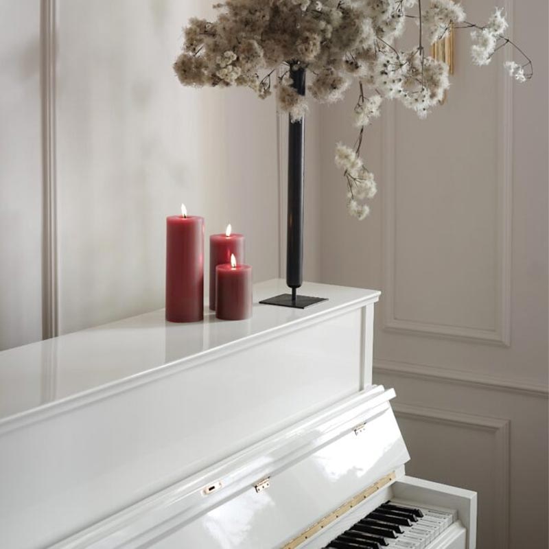 LED Pillar candle - Deep Wine, 20 cm - by ester & erik