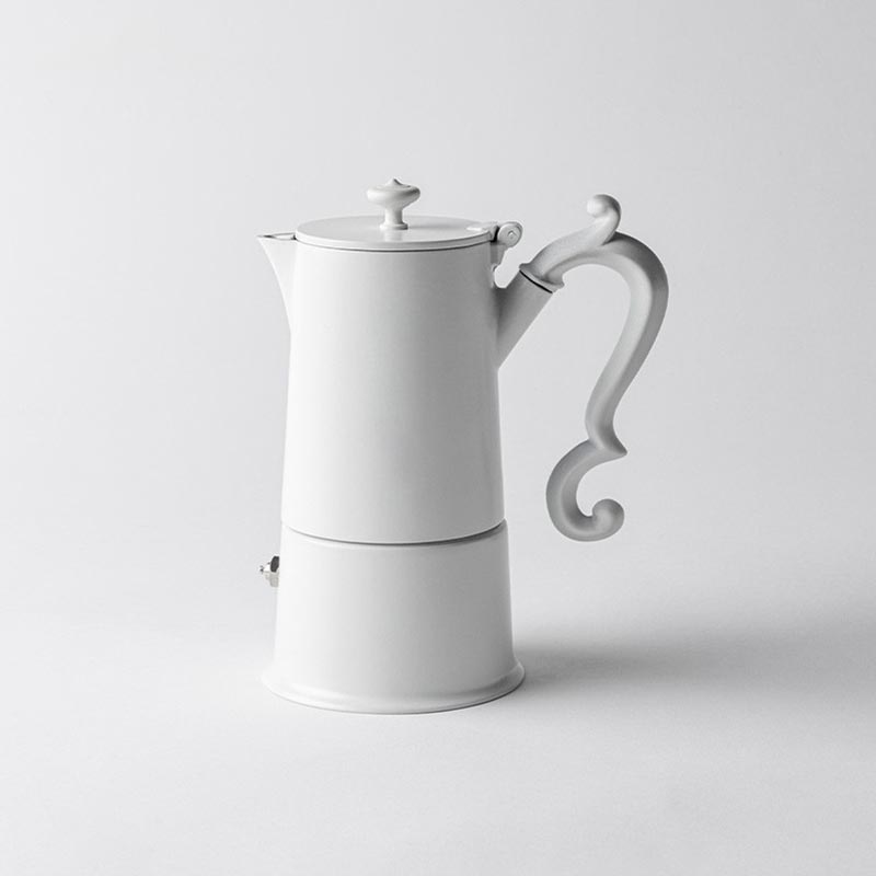 Lady Anne 4 Cup White Coffee Pot des. Lara Caffi for knIndustrie