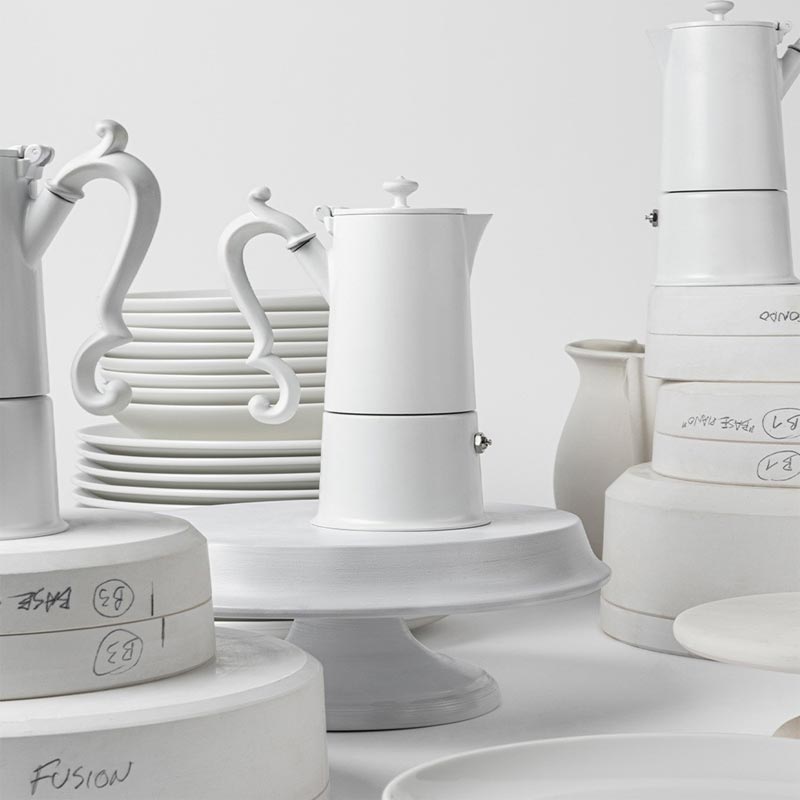 Lady Anne 4 Cup White Coffee Pot des. Lara Caffi for knIndustrie