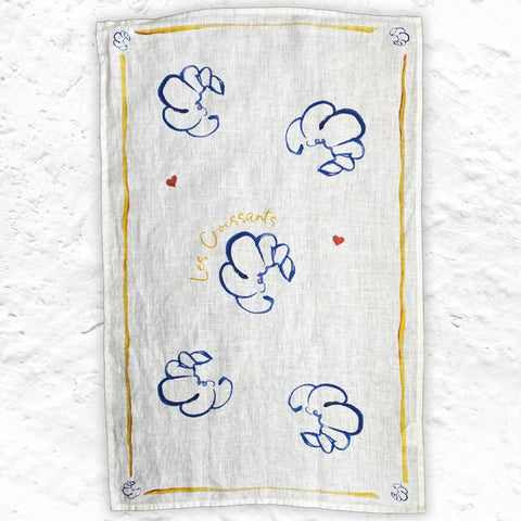 Les Croissants 100% Linen Tea Towel, by Dinette