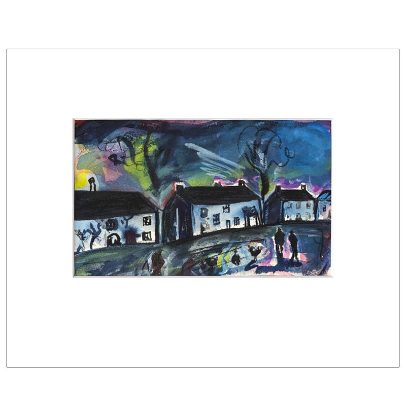 Light Houses, Dark Sky, 2018 - original watercolour painting by Kitty North.