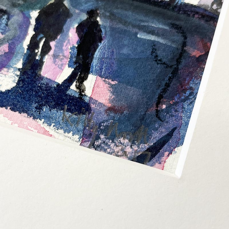 Light Houses, Dark Sky, 2018 - original watercolour painting by Kitty North.