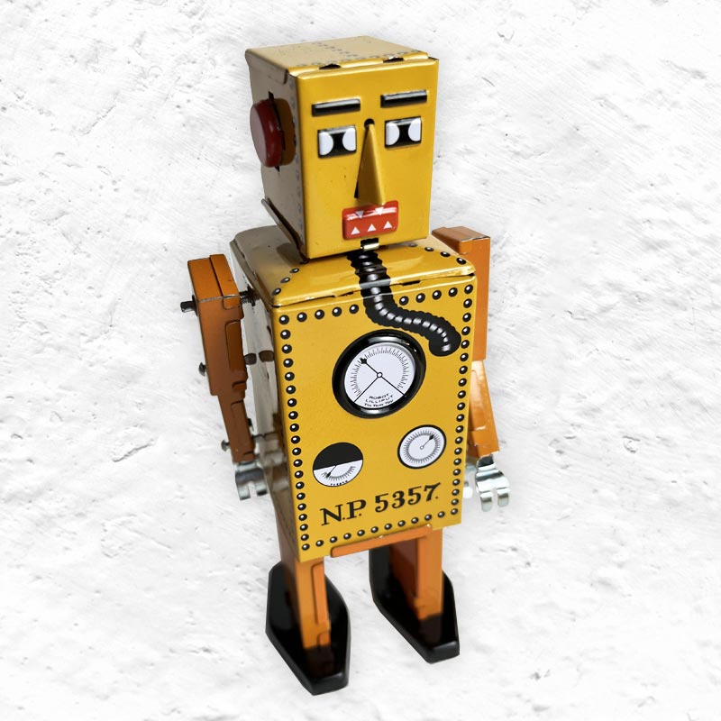 Yellow Lilliput Robot, 16cm high